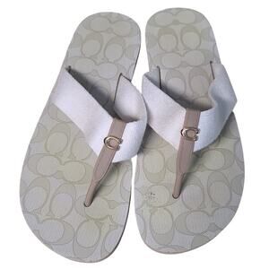 Coach Cream White Zoe Flip Flops Size 7B